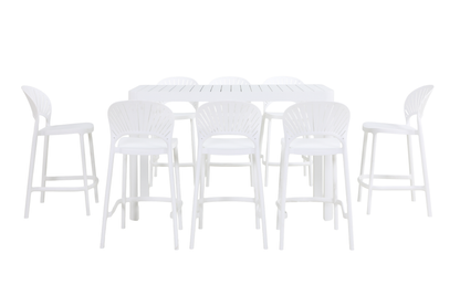 FRESIA IX 8-Seater Outdoor Bar Setting - Front view on white background