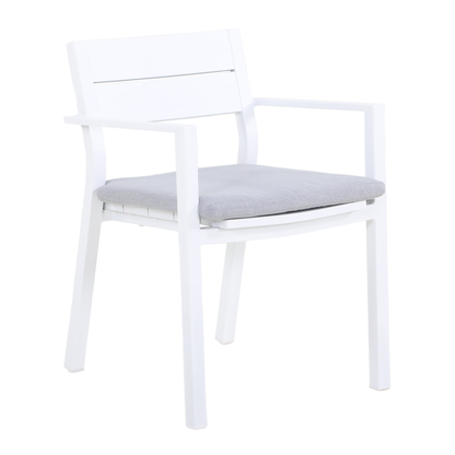 GELSO IX 8-Seater Outdoor Dining Setting in White - Dining Armchair Detail
