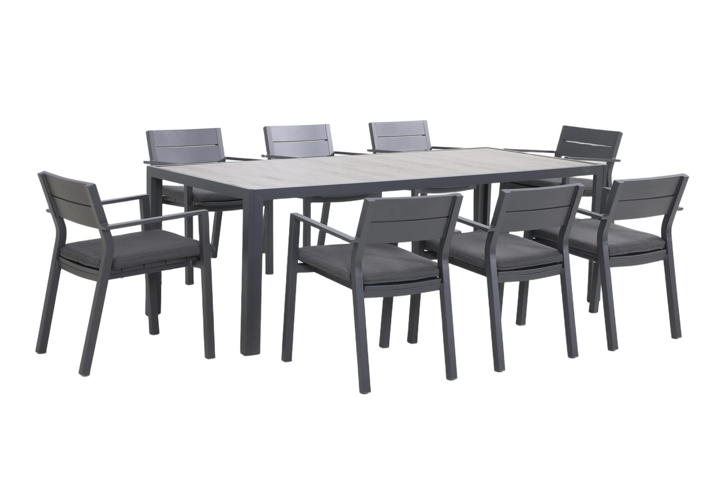 GELSO IX 8-Seater Outdoor Dining Setting in Gunmetal - White background