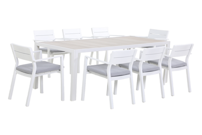 GELSO IX 8-Seater Outdoor Dining Setting in White - White background