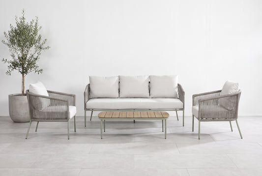HESTIA IV 5-Seater Outdoor Lounge Setting on a light grey porcelain paved terrace