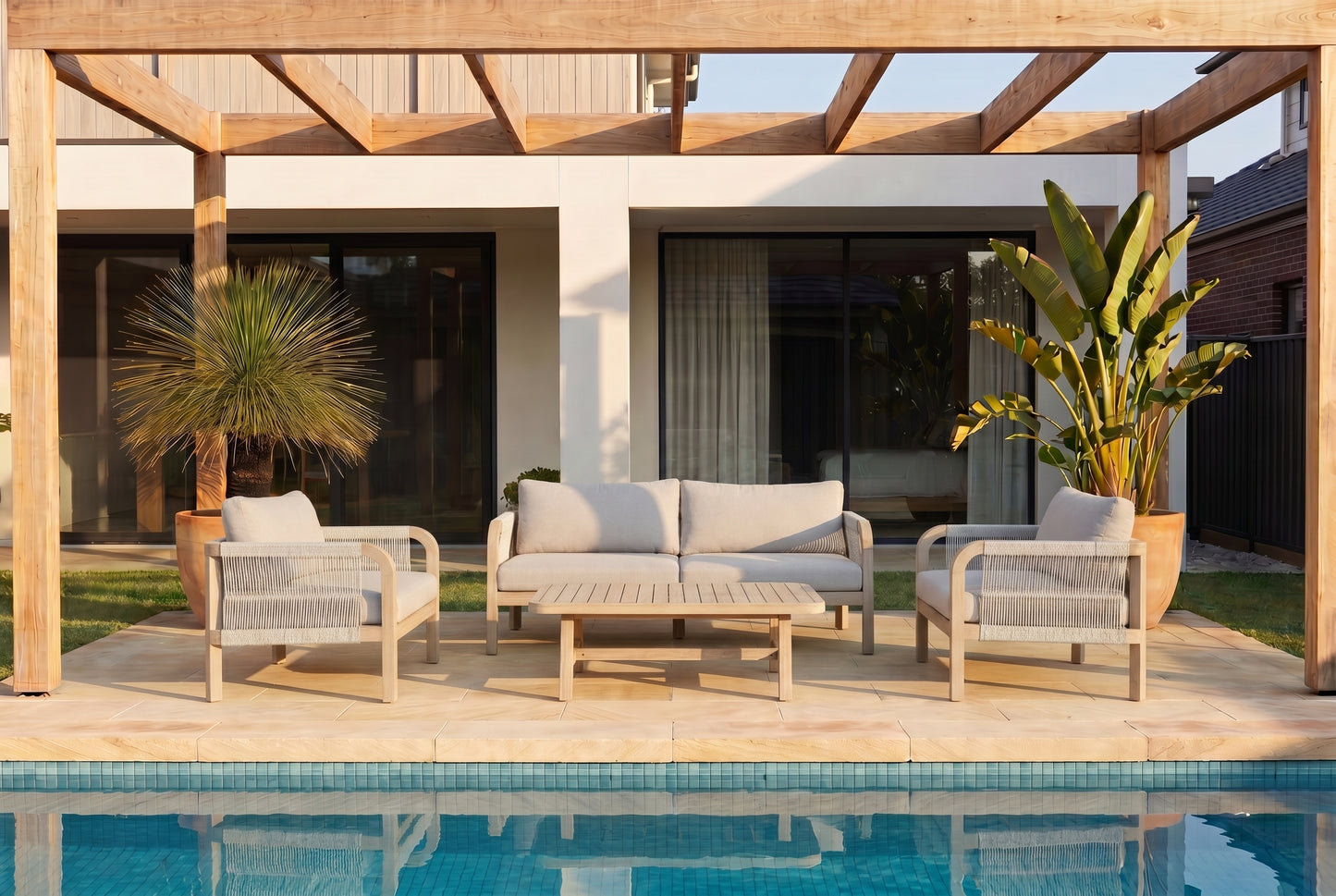 HOSTA IV 4-Seater Outdoor Lounge Setting in an alfresco backdrop