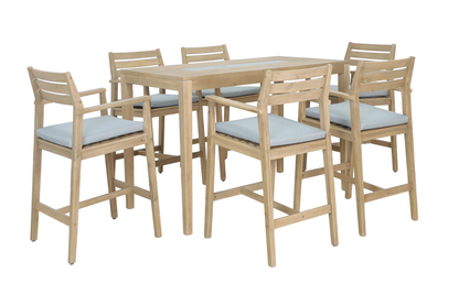 JUNELI VII 6-Seater Outdoor Bar Setting - Angle view on a white background