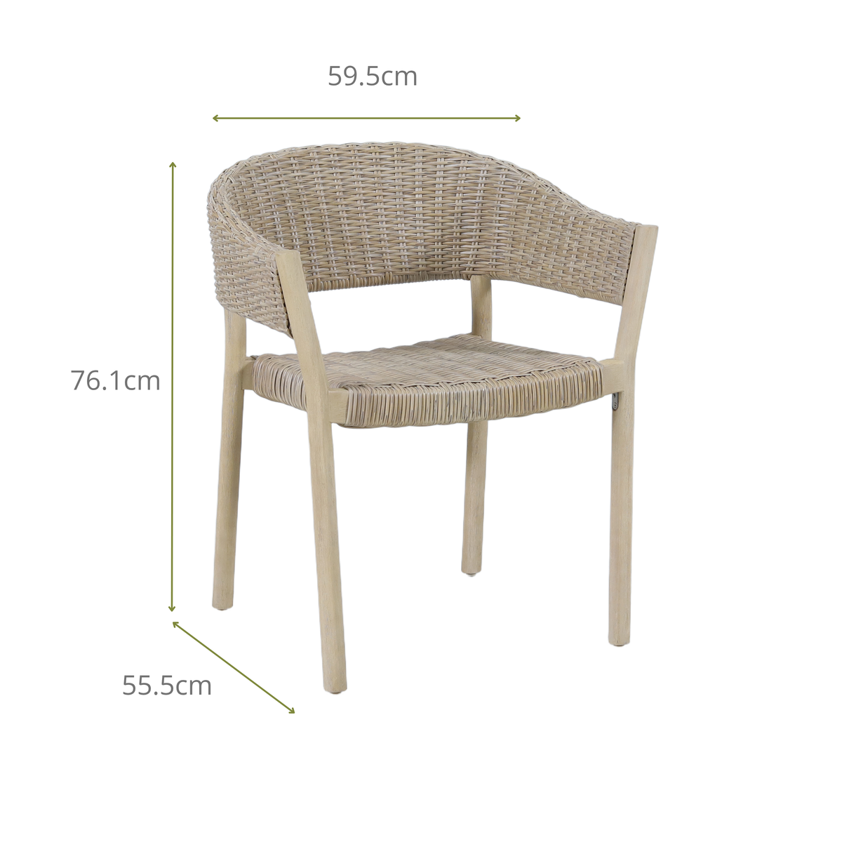 KERRIA VII 6-Seater Outdoor Dining Setting- Dining Chair Dimension