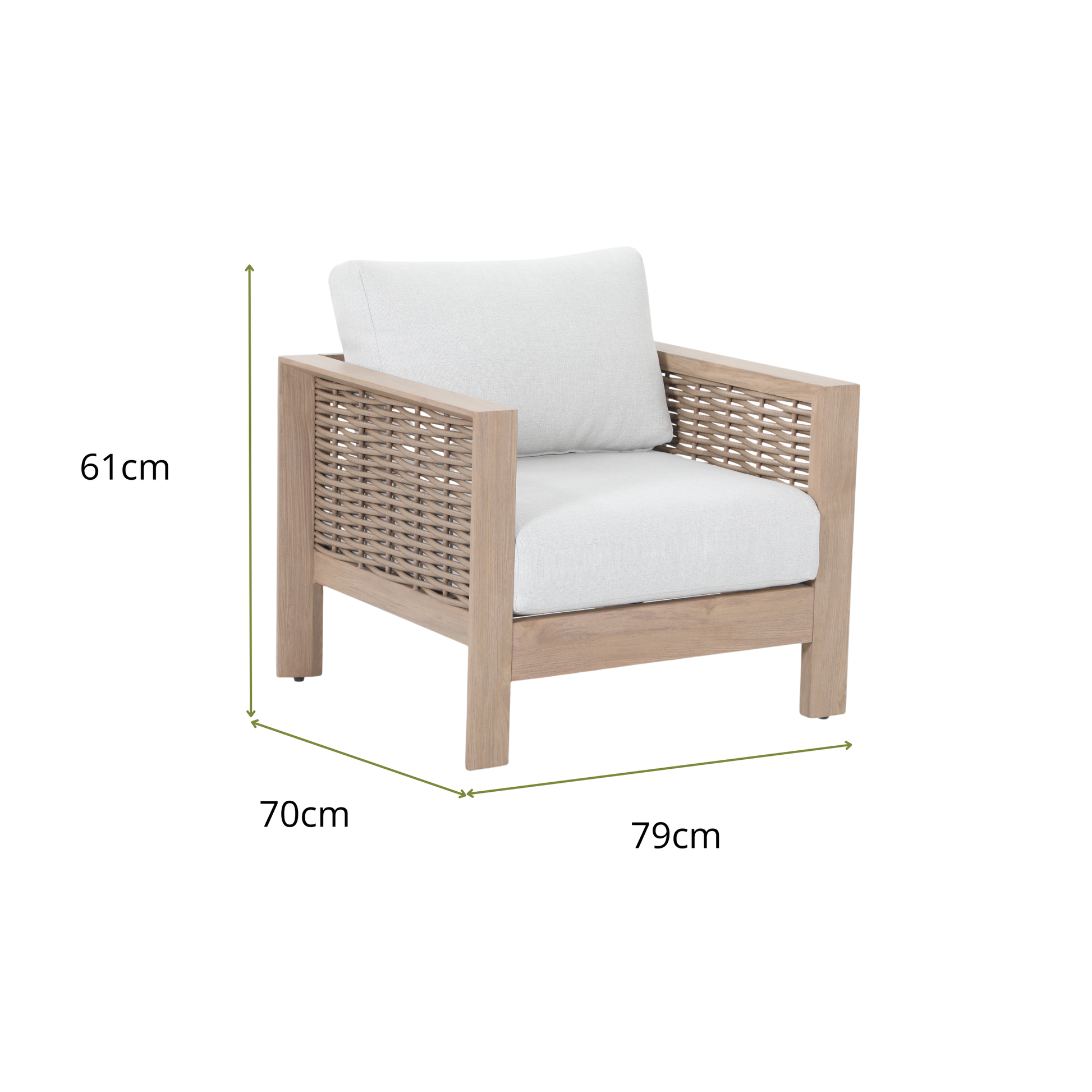 KOMODO IV 5- Seater Outdoor Lounge Setting - Single Lounge Dimensions