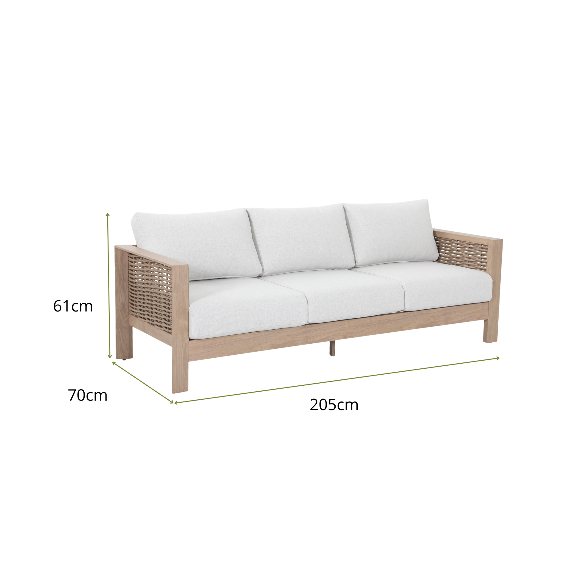 KOMODO IV 5- Seater Outdoor Lounge Setting - Triple Lounge Dimensions
