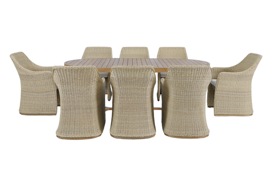LANTANA IX 8-Seater Outdoor Dining Setting – Front View on White Background