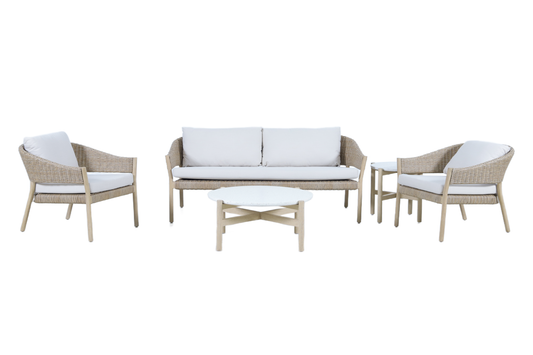 LECCIO V 4-Seater Outdoor Lounge Setting – Front View on White Background