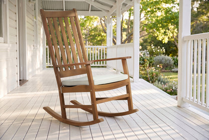 LIGUSTRO Outdoor High-back Rocking Chair on a white verandah