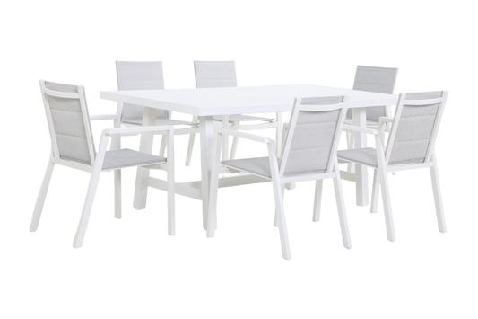 PLATANO VII 6-Seater Outdoor Dining Setting angle view on a white background
