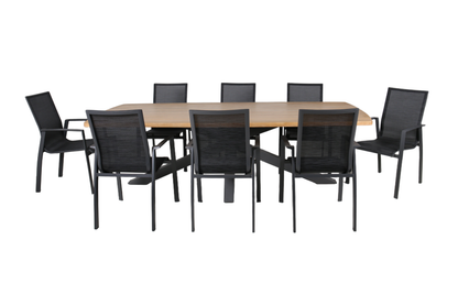 MAHONIA IX 8-Seater Outdoor Dining Setting - Front view on a white background