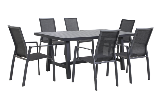 MALVA VII 6-Seater Outdoor Dining Setting angle view on white background