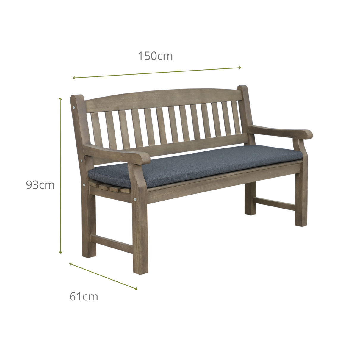 MIRTO 3-Seater Outdoor Bench Dimensions