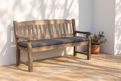MIRTO 3-Seater Outdoor Bench on a sandstone paved terrace.