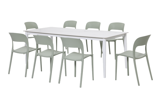 OLIVO IX 8-Seater Outdoor Dining Setting - Angle view on a white background