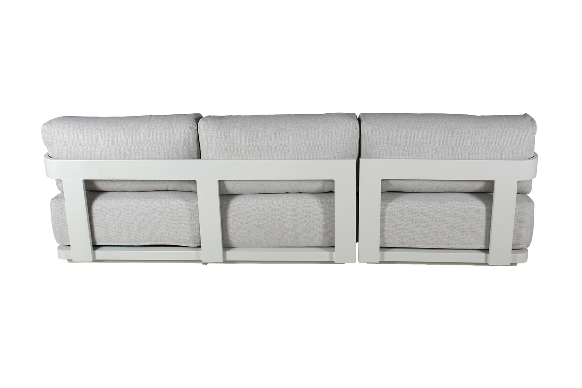 OLMO 3-Seater Outdoor Chaise Lounge - Rear view on a white background