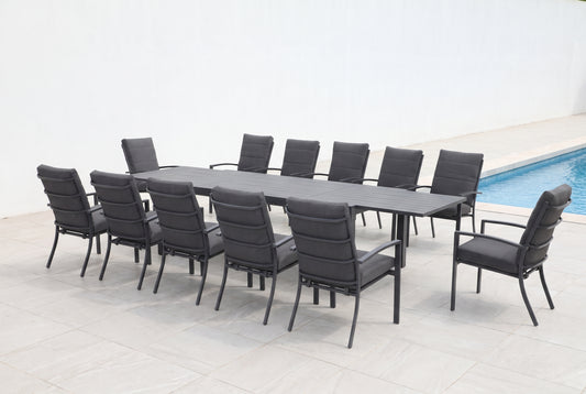 ORTENSIA XIII 12-Seater Extending Outdoor Dining Setting beside a pool on an alfresco terrace