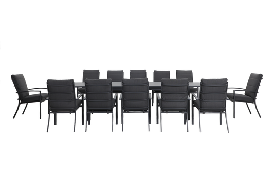 ORTENSIA XIII 12-Seater Extending Outdoor Dining Setting - Front view on a white background