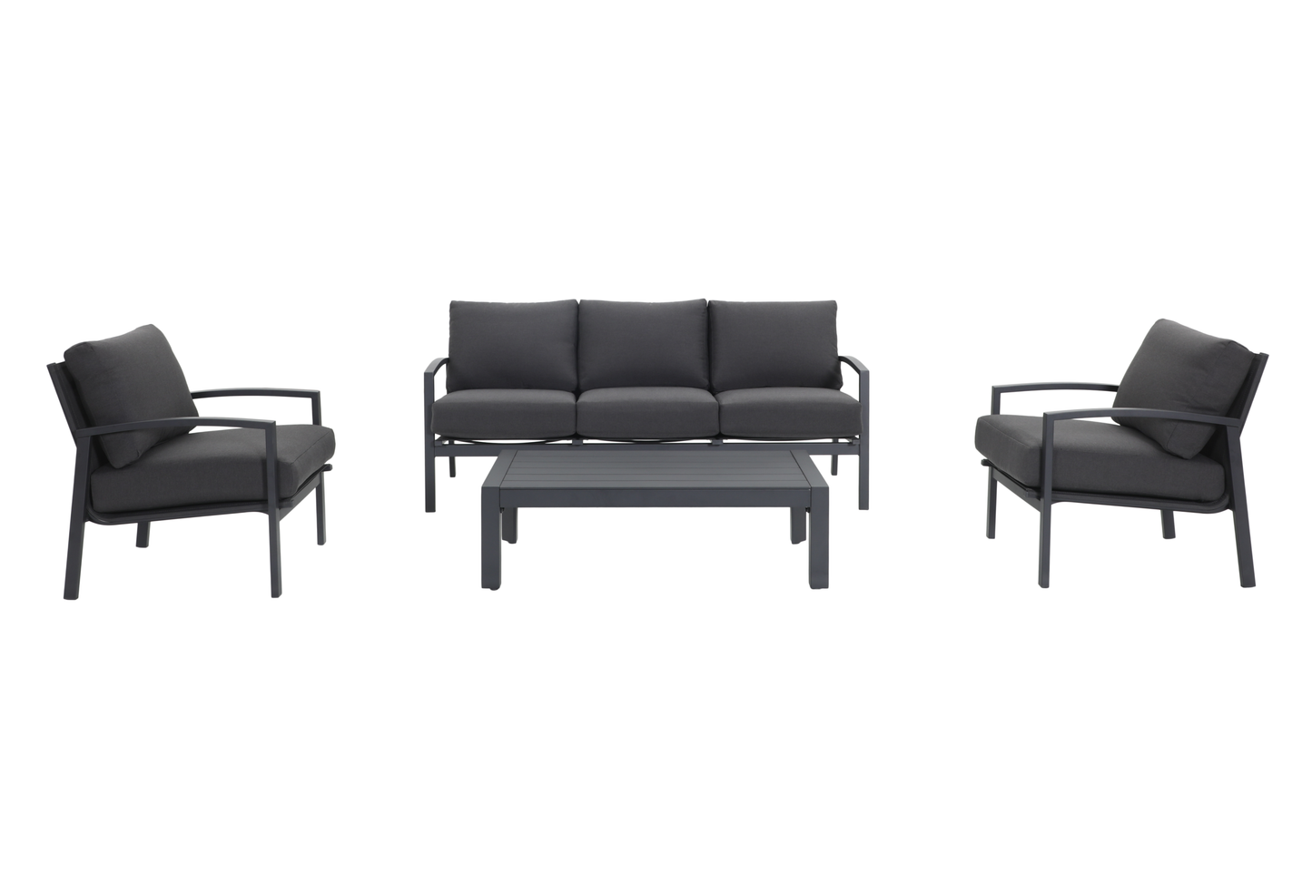 PESCO IV 5-Seater Outdoor Lounge Setting in Gunmetal - Front view on a white background