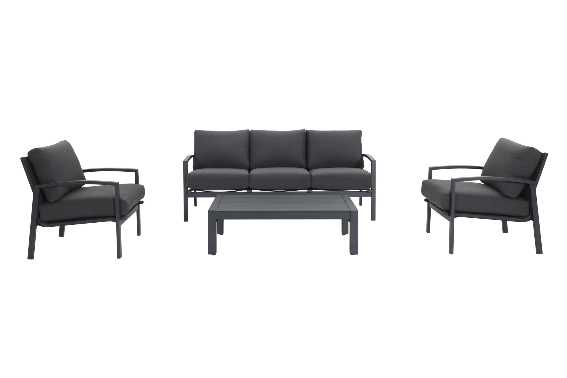 PESCO IV 5-Seater Outdoor Lounge Setting in Gunmetal - Front view on a white background
