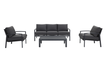 PESCO IV 5-Seater Outdoor Lounge Setting in Gunmetal - Front view on a white background