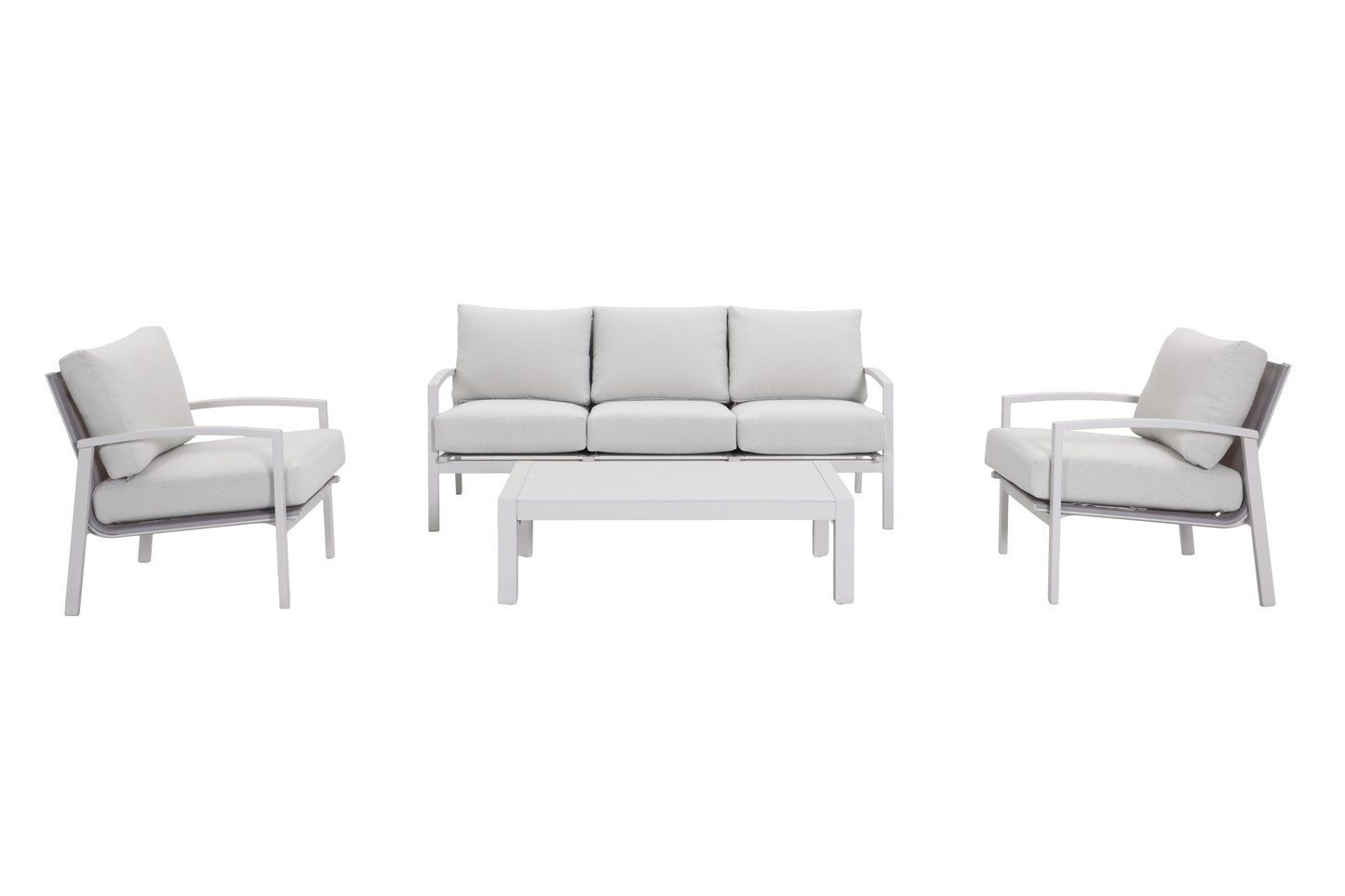 PESCO IV 5-Seater Outdoor Lounge Setting in White - Front view on a white background