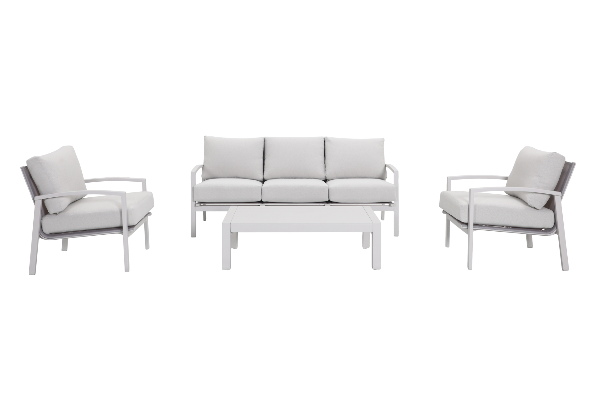 PESCO IV 5-Seater Outdoor Lounge Setting in White - Front view on a white background