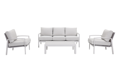 PESCO IV 5-Seater Outdoor Lounge Setting in White - Front view on a white background