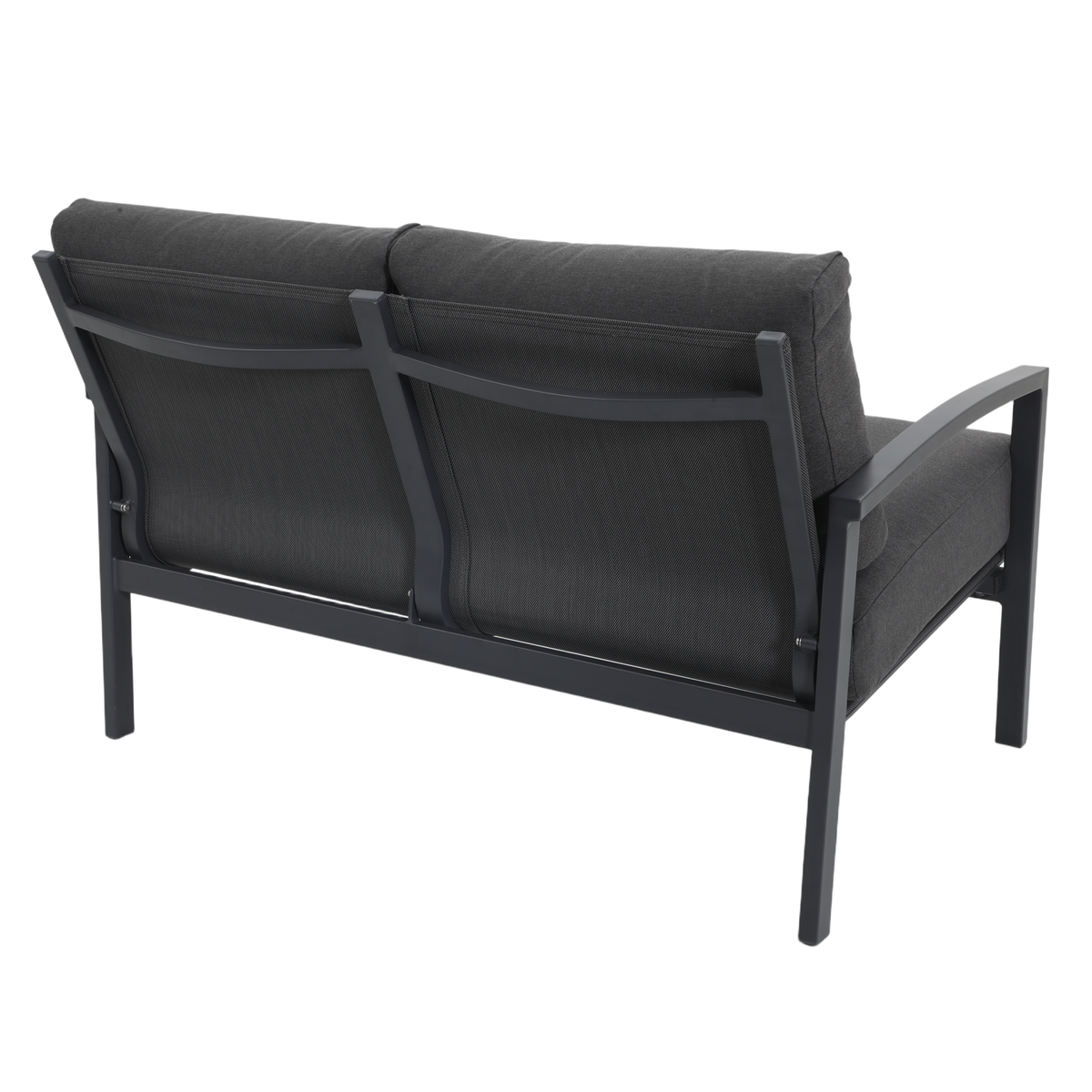 PESCO Outdoor 2-Seater Lounge - Gunmetal - Rear angle view on a white background
