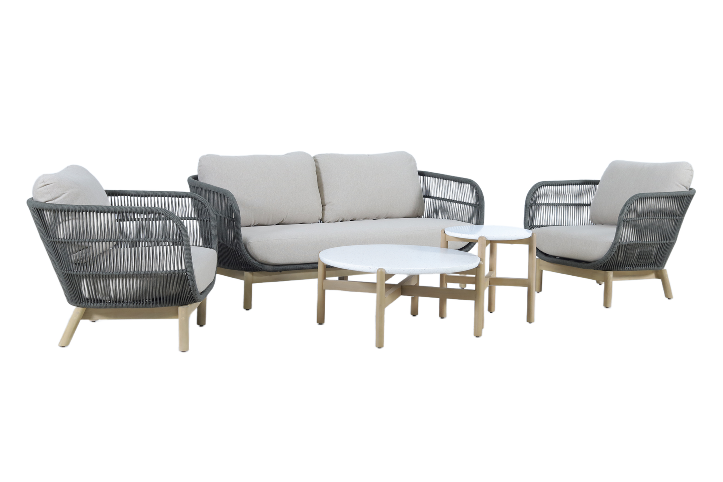PINO V 4-Seater Outdoor Lounge Setting - Angled View on White Background