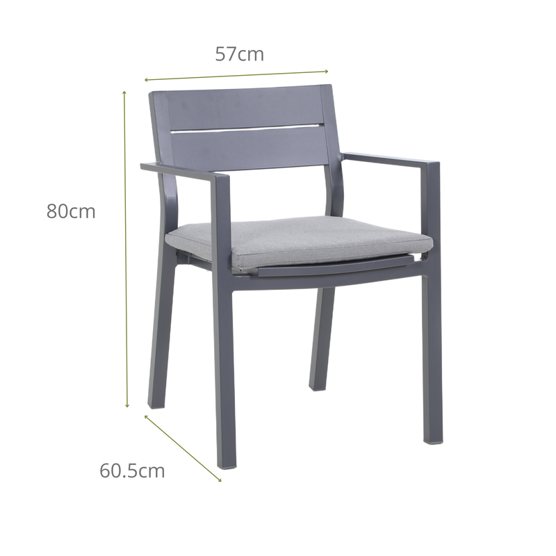 PLATANO VII 6-Seater Outdoor Dining Chair Dimensions
