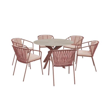 FRAGMA VII 6-Seater Outdoor Round Dining Setting
