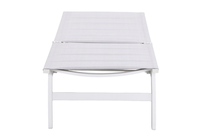 PRIMULA Padded Sunlounge in White - Fully reclined on a white background