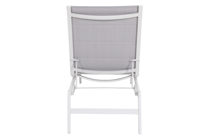 PRIMULA Padded Sunlounge in White - Rear profile on a white background