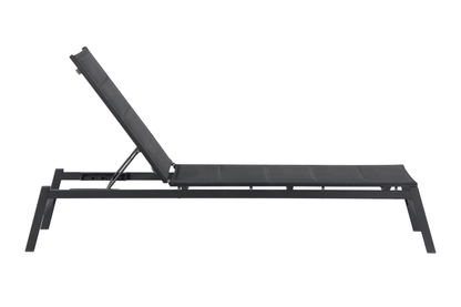 PRIMULA Padded Sunlounge in Gunmetal - Side profile on a white background