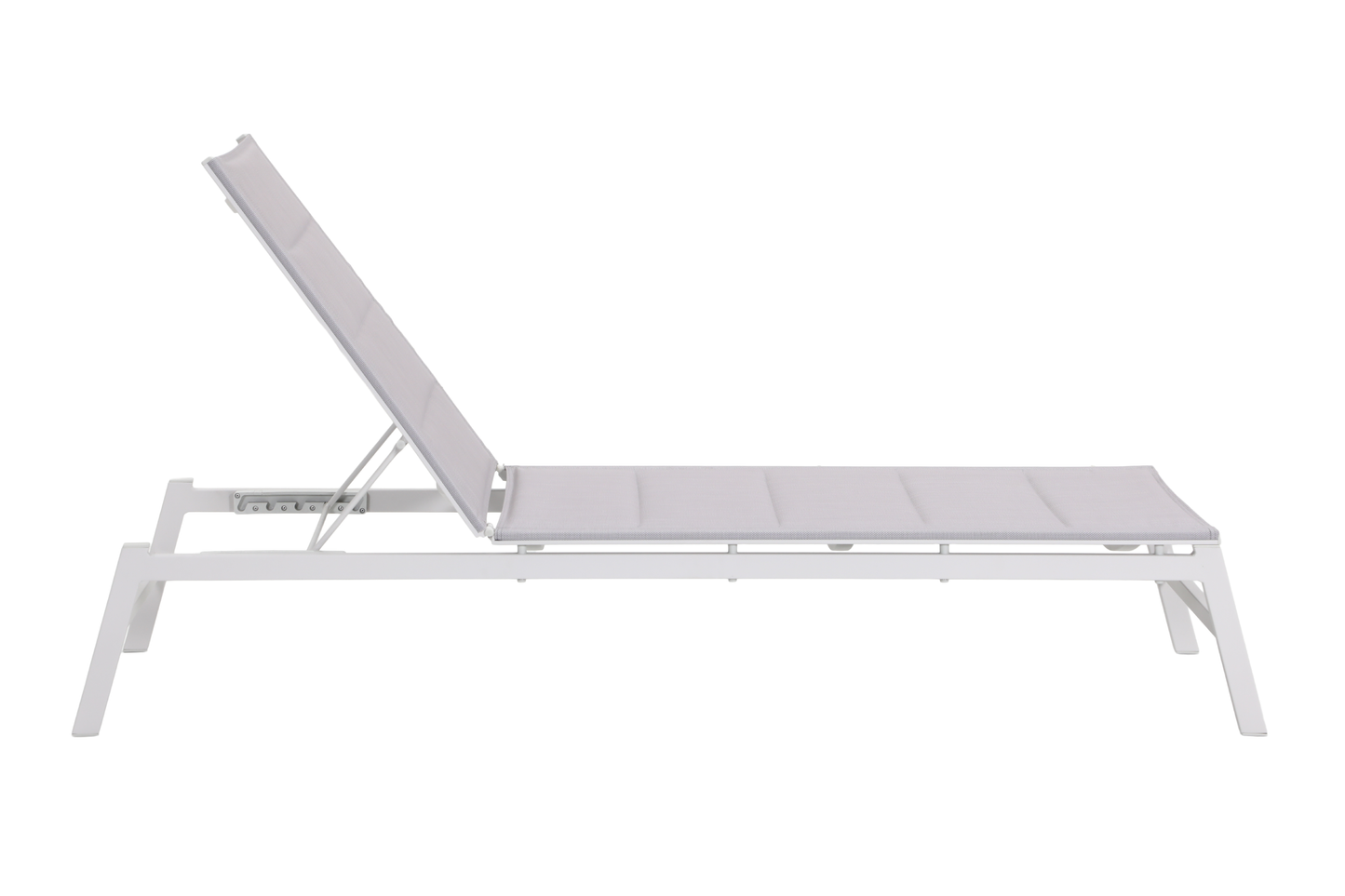 PRIMULA Padded Sunlounge in White - Side profile on a white background