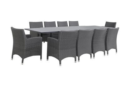 ROVERE XI 10-Seater Extending Outdoor Dining Setting - Angle view on a white background