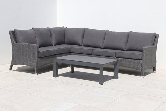 SALICE III 5-Seater Outdoor Corner Lounge Setting on a light porcelain paved terrace