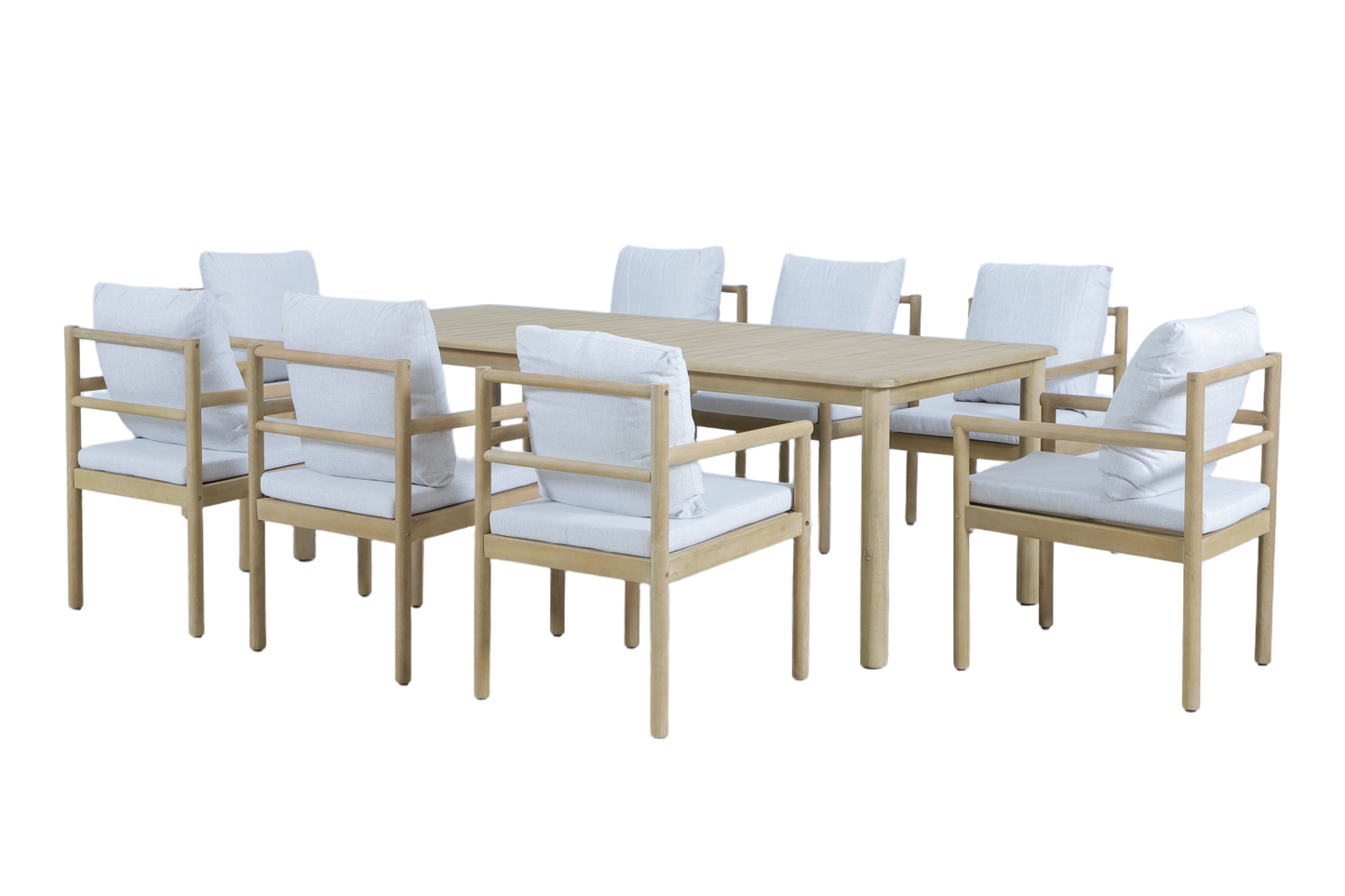 SAMBUCO IX 8-Seater Outdoor Dining Setting - Angle view on white background
