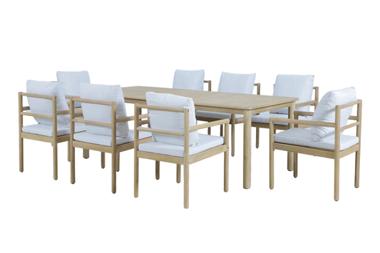 SAMBUCO IX 8-Seater Outdoor Dining Setting - Angle view on white background