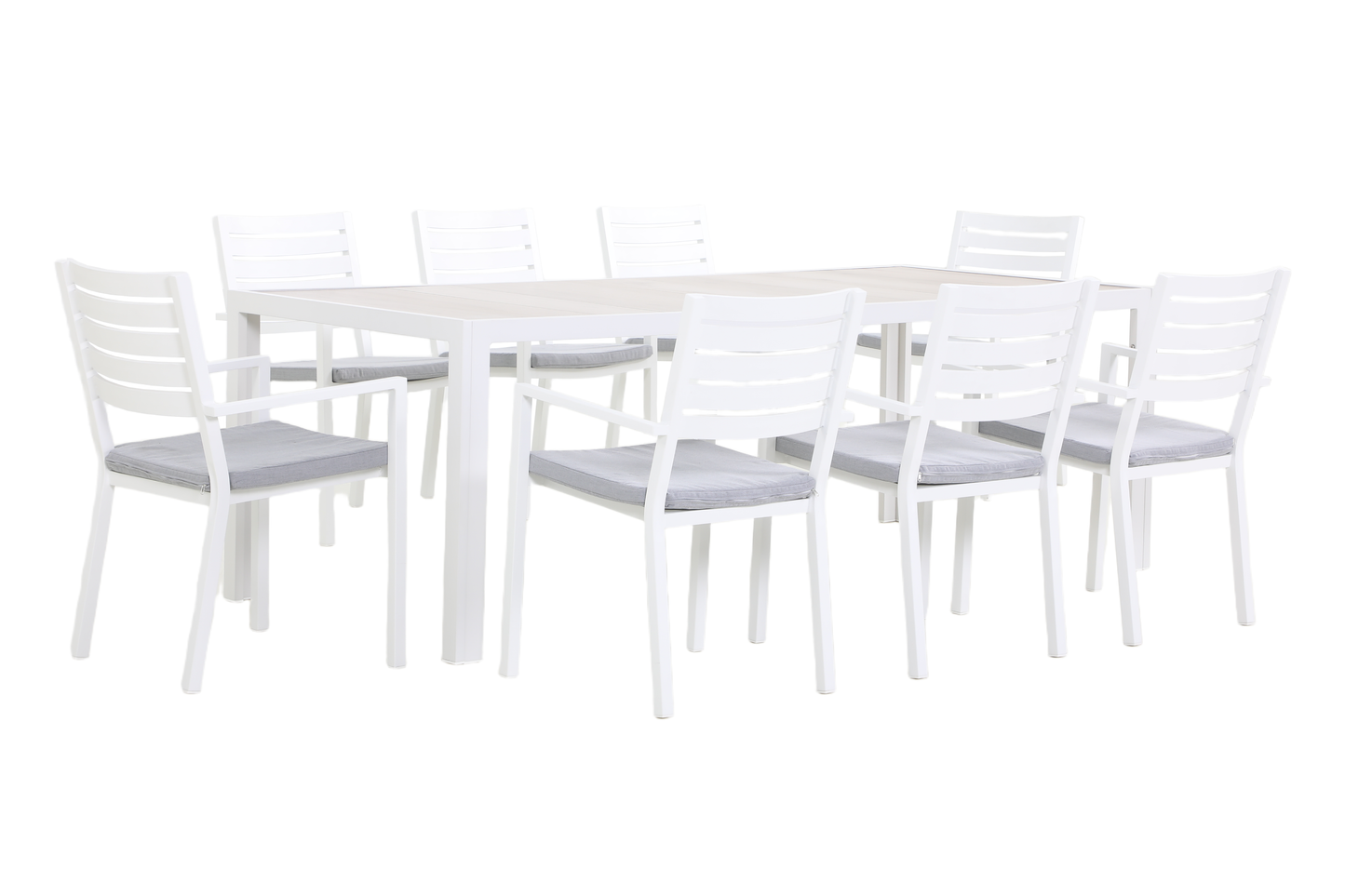 STACHYS IX 8-Seater Outdoor Dining Setting angle view on white background