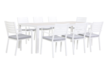 STACHYS IX 8-Seater Outdoor Dining Setting angle view on white background