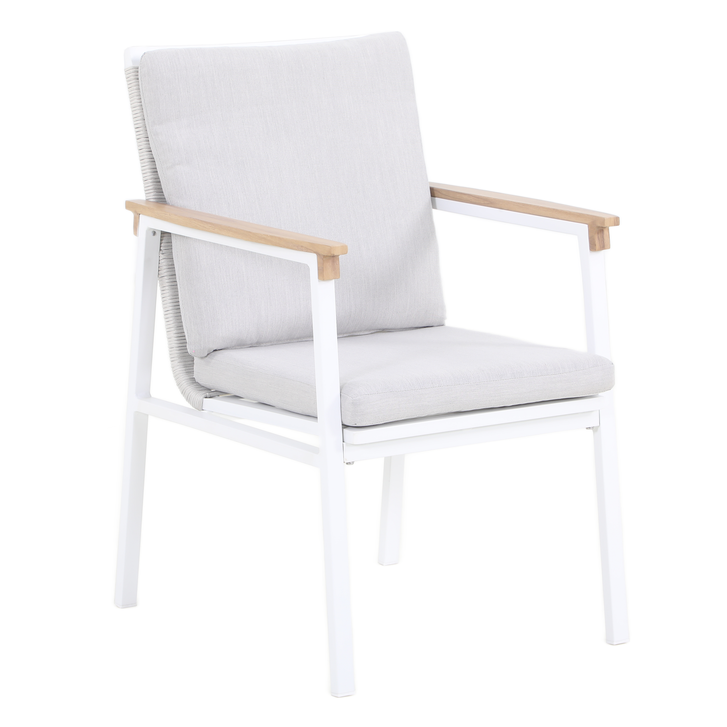 SUSANO VII 6-Seater Outdoor Dining Setting in White - Dining Armchair Detail