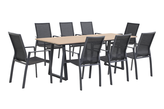 SUSINO IX 8-Seater Outdoor Dining Setting - Angle view on a white background