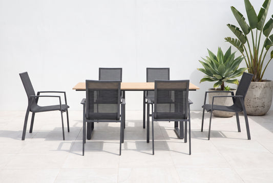 SUSINO VII 6-Seater Outdoor Dining Setting on a light porcelain paved terrace