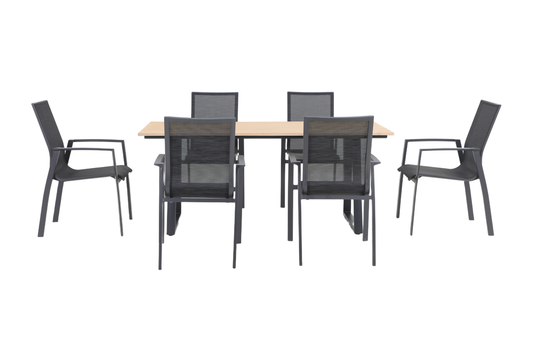SUSINO VII 6-Seater Outdoor Dining Setting - Front view on a white background