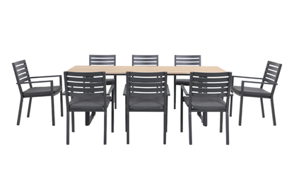 TIARELLA IX 8-Seater Outdoor Dining Setting - Front view on a white background