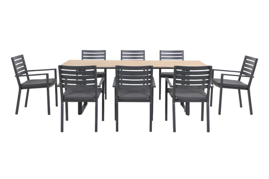 TIARELLA IX 8-Seater Outdoor Dining Setting - Front view on a white background
