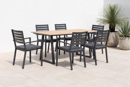 TIARELLA VII 6-Seater Outdoor Dining Setting on a light porcelain paved terrace
