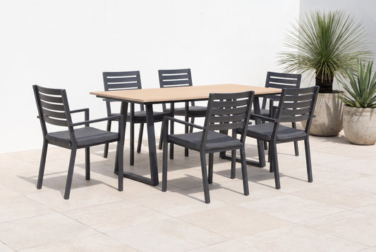 TIARELLA VII 6-Seater Outdoor Dining Setting on a light porcelain paved terrace